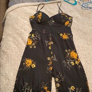 Black and Yellow Floral Jumpsuit